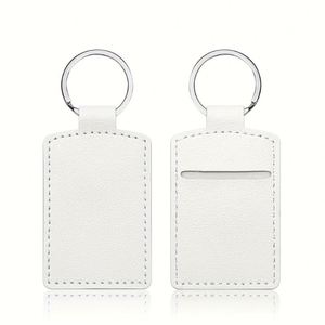 Mini Access Control Keychain Pouch Portable Pu Leather <b>Key</b> <b>Ring</b> Square Id Badge Card Holder - Product Image 5