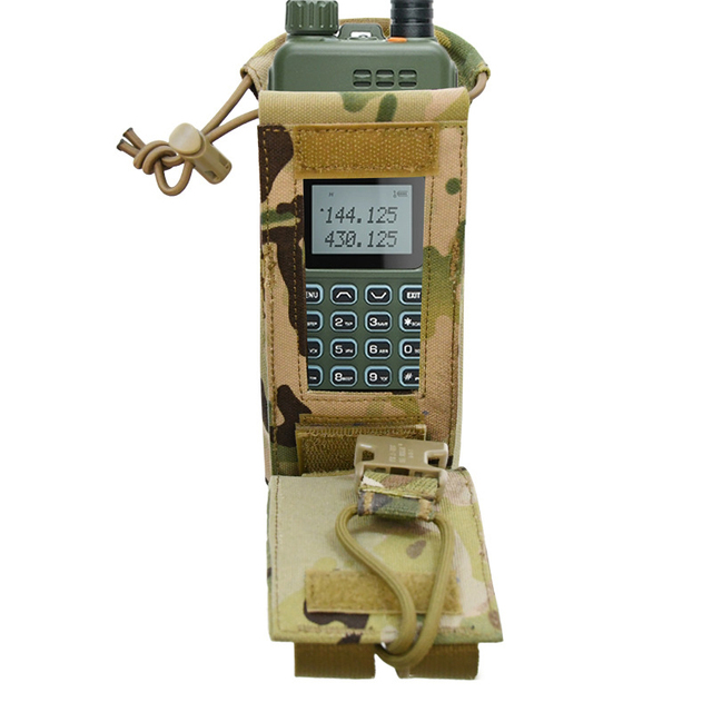 MOLLE Tactical Radio Pouch with Buckle Closure and Drawstring Outdoor Hunting Tactical Accessory Multicam Durable