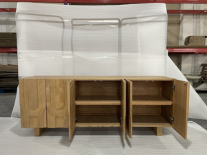 European Minimalist Style Living Dining Room Carved Solid Wood Timber Credenza <b>Sideboard</b> Buffet - Product Image 6