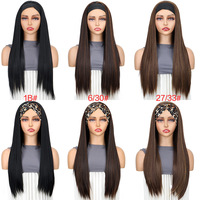 Perruques lisses bon marché en gros pour femmes noires, perruque bandeau entièrement fabriquée à la machine en cheveux humains