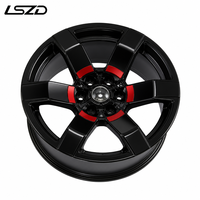 Velg Alloy Off-Road LSZD 17x7.5 6x139.7 Hitam dan Merah untuk Toyota Hilux Tacoma Prado Ranger