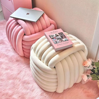 Petit tabouret de style crème moderne pour la maison Pouf assis carré Entrée basse pour changer de chaussures Salon Rangement du canapé Hôtel Appartement