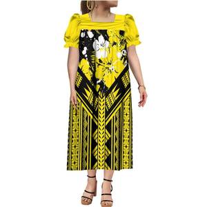 Abito Mumu Etnico Chuukese Micronesiano per Dropshipping, Vestito Midi da Donna con Maniche a Sbuffo <span class=keywords><strong>Stile</strong></span> Polinesiano per Uso Quotidiano e Feste - Product Image 4