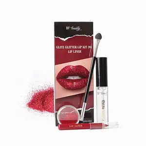 Wholesale Red Cool Color System Waterproof Primer Flash Powder Natural Vegan Cruelty Free Lip Gloss Cosmetics Glitter Lip Kit