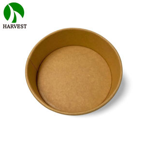 Bols à salade ronds écologiques biodégradables en papier kraft noir jetable de 24oz 32oz - Product Image 3