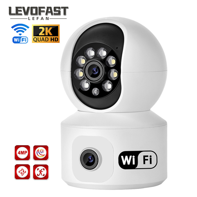 LEVOFAST 1080P HD Dual Lens Indoor Security Camera WiFi IP Wireless Night Vision with PTZ Features