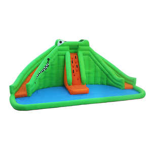 Glissière d'eau <span class=keywords><strong>gonflable</strong></span> extérieure commerciale en forme de <span class=keywords><strong>grenouille</strong></span> verte conception à double voie pour enfants et adultes château géant de deux pouces - Product Image 5
