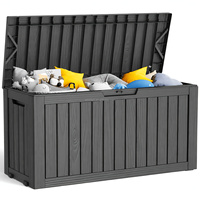 Boîte de rangement extérieure CE en résine, boîtes de rangement pour terrasse, boîte de rangement extérieure étanche avec couvercle verrouillable, noir, 300 gallons