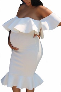 Vestidos de maternidad con hombros descubiertos para sesión de fotos, accesorios de fotografía de maternidad, vestidos para mujeres <span class=keywords><strong>embarazadas</strong></span>, ropa, vestidos de embarazo - Product Image 2