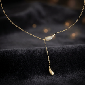 Collier tendance pour femme en alliage de zinc, motif goutte d'eau, coupe poire, blanc, 185843-Stylish - Product Image 3