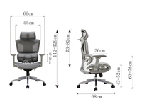 Chaise de bureau moderne de luxe Vantervi, dossier haut réglable, support lombaire en maille métallique, base pivotante en aluminium, garantie de 60 mois