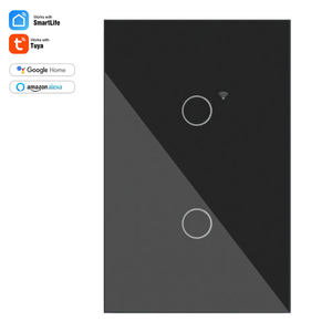 Mvava 118 EE. UU. Tipo Panel de vidrio negro 2 Gang Light Interruptor Inteligente Eléctrico Tuya Wifi Zigbee <span class=keywords><strong>Touch</strong></span> Smart Home Interruptor de pared - Product Image 1