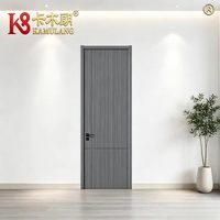 Portes intérieures modernes en bois massif composite MDF mélaminé polymère Kamulang, isolation phonique durable, garantie 1 an, pour supermarchés et halls.