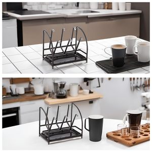 Mostrador de cocina, tendedero <span class=keywords><strong>Vertical</strong></span> para botellas, botella de agua de vidrio, taza, soporte para tazas de café, organizador para encimera con bandeja de drenaje - Product Image 4
