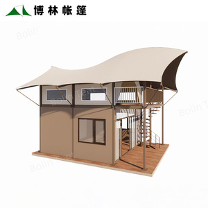 Tente de luxe double couche pour hôtel, camping et B&B, idéale pour sites touristiques et lieux littéraires, avec terrasse, coupe-vent et espace de couchage en mezzanine. - Product Image 5