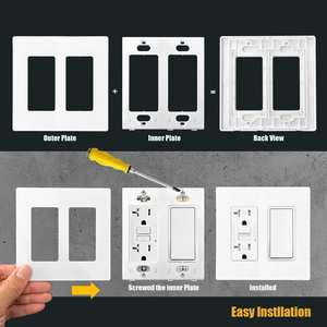 MVAVA USAアメリカンUL & CUL 1/2/3/4ギャンググレースクリューレスウォールプレート<span class=keywords><strong>GFCI</strong></span> WR/TRプラグ20W USB A + Cコンセントウォールライトスイッチソケット - Product Image 6