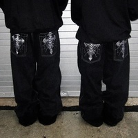 Jean ample à motif squelette gothique américain pour homme, style Y2K Street Hip Hop Harajuku, coupe large, pantalon de travail