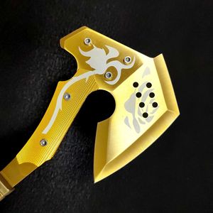 Hacha de madera para exteriores DIY, hacha de montañismo de acero inoxidable, martillo de campo de acero al carbono y fibra de vidrio, hacha dorada para camping - Product Image 4