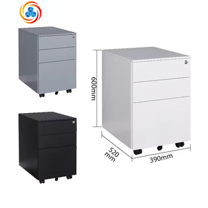 Mueble de Oficina Móvil Personalizado con 3 Cajones Debajo del Escritorio, Gabinete de Almacenamiento Móvil de Acero, Archivador Metálico con Ruedas - Product Image 4