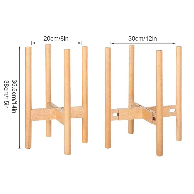 Soporte para maceta de madera de Acacia sólida de bambú de diseño moderno de calidad Premium fácil de montar