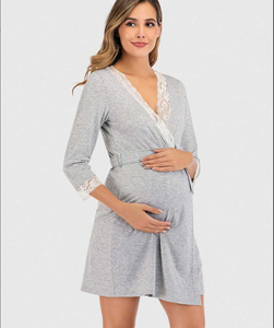 ชุดคลุมท้อง เสื้อผ้าสำหรับหญิงตั้งครรภ์ ชุดเดรสลูกไม้แบบชิ้นเดียว ชุดนอนแฟชั่นแบบเย็บต่อผ้า พร้อมสายคาดเอว ชุดเดรสสำหรับหญิงตั้งครรภ์ - Product Image 3