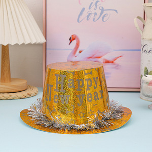 Sombrero de copa de Año Nuevo FELIZ AÑO NUEVO PAPEL SOMBRERO de copa Suministros para fiestas de <span class=keywords><strong>Nochevieja</strong></span> Accesorios para fotomatón - Product Image 5