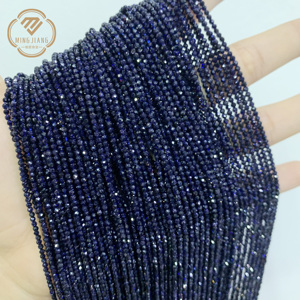 MingJiang 2 mm perline di pietra rotonda sfaccettata sabbia blu all'ingrosso perline di pietra naturale sfuse - Product Image 1