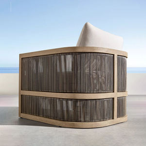 Ensemble de canapés d'extérieur modernes en teck Chaise de loisirs simple avec rotin nordique imperméable pour cour, jardin et terrasse - Product Image 5