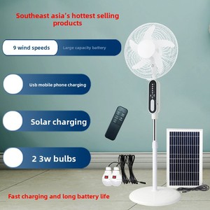 New 18650 Lithium Battery Explosions <b>Remote</b> <b>Control</b> Charging Floor Fan <b>Light</b> Large Capacity Solar Fan 16 Inch ABS Material 10W R - Product Image 1