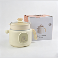 Petite marmite électrique multifonction intelligente compacte de 2 L pour la cuisine quotidienne à domicile, avec économie d'énergie, contrôle de la température à plusieurs niveaux, revêtement antiadhésif en verre