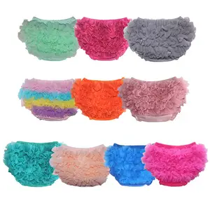 Newborn infant baby girl chiffon ruffles bummies bloomer diaper cover