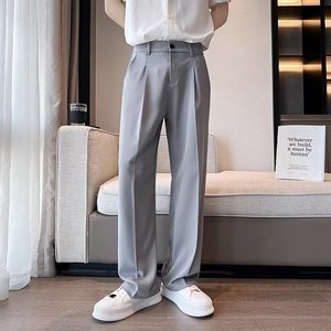 <span class=keywords><strong>Pantaloni</strong></span> Formali <span class=keywords><strong>da</strong></span> <span class=keywords><strong>Uomo</strong></span> Versione Coreana, Gamba Dritta Allungata, Leggeri, Vita Media, Bianchi - Product Image 6