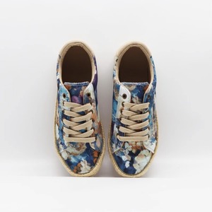 Zapatillas bajas de lona con estampado floral y suela de esparto tejida, con cordones - Calzado casual bohemio de verano para mujer - Product Image 5