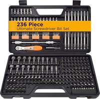 Kit d'outils professionnel de 234 pièces en acier au chrome-vanadium avec clé à cliquet magnétique, douilles et embouts de tournevis, coffret rigide pour