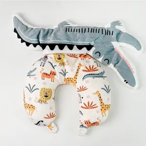 Oreiller cervical de voyage déformable 2 en 1 Adorable motif animal pour enfants Oreiller en forme de crocodile crocodile en forme de U