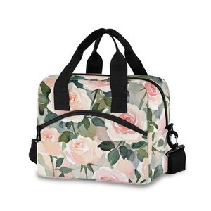 Floral <b>Insulated</b> <b>Lunch</b> Bag Portable Cooler Tote Zipper <b>Lunch</b> <b>Box</b> Bag for Office School Travel - Product Image 1