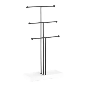 T Shape Metal Jewelry Stand Jewelry 3-layer Display With Multi-functional Desktop