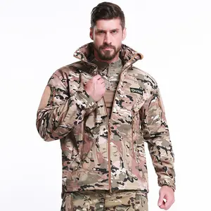 Fashion Custom Camo Mens Fleece Jacket Softshell Outdoor Casual Coats With Multi-functional Pocket