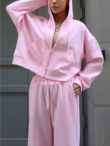 65% Baumwolle Jogginganzüge Sportkleidung Damen Yoga-Bekleidung Trainingsanzüge für Damen 2-teiliges Set Sweatpants und Hoodie Set - Product Image 3