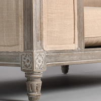 T0034 Canapé pour animaux de compagnie en bois de chêne massif de style français bohème de luxe, rembourré en tissu beige, durable, pour chien et chat