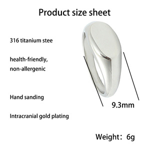 Fashion <b>Rings</b> <b>Titanium</b> Steel Oval <b>Ring</b> Women's Simple Punk Style Gift Jewelry 280628 - Product Image 3