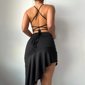 Vestidos de Fiesta Mini Ajustados con Volantes Ecológicos y Sólidos para Mujer, Personalizados, Sexys y sin Espalda - Product Image 2