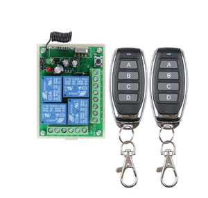 Pengendali Jarak Jauh RF Relai Nirkabel 4 CH, Penerima Sakelar Kendali Jarak Jauh DC 12V 24V 10A 315/433 MHz 4CH + 4 Tombol Pemancar - Product Image 1