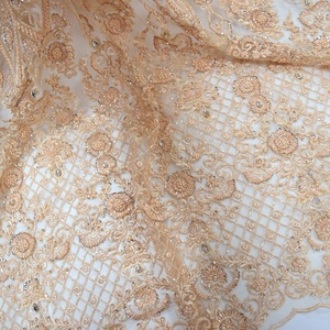 Bonita tela de encaje de tul con cuentas hecha a mano, tela de malla de Boda nupcial de lujo - Product Image 3