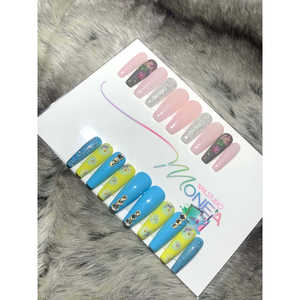 2X Set de Uñas Postizas con Aceite para Cutículas, Forma Ataúd, Largo (Solo Talla Mediana) - Product Image 1
