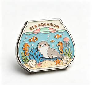 Custom Metal Hard Enamel <b>Pin</b> Aquarium Seal Animal <b>Badge</b> With Backing Card Gift Souvenir - Product Image 4