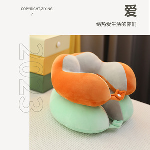 Almohada de viaje portátil de terciopelo con forma de U para el cuello, para la siesta en casa u oficina, soporte para la columna cervical, almohadas cómodas. - Product Image 3