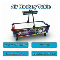 Table de hockey à air à monnayeur sur le thème Space Rabbit avec tableau de scores LED, machine de jeu d'arcade pour centre de jeux et centre commercial