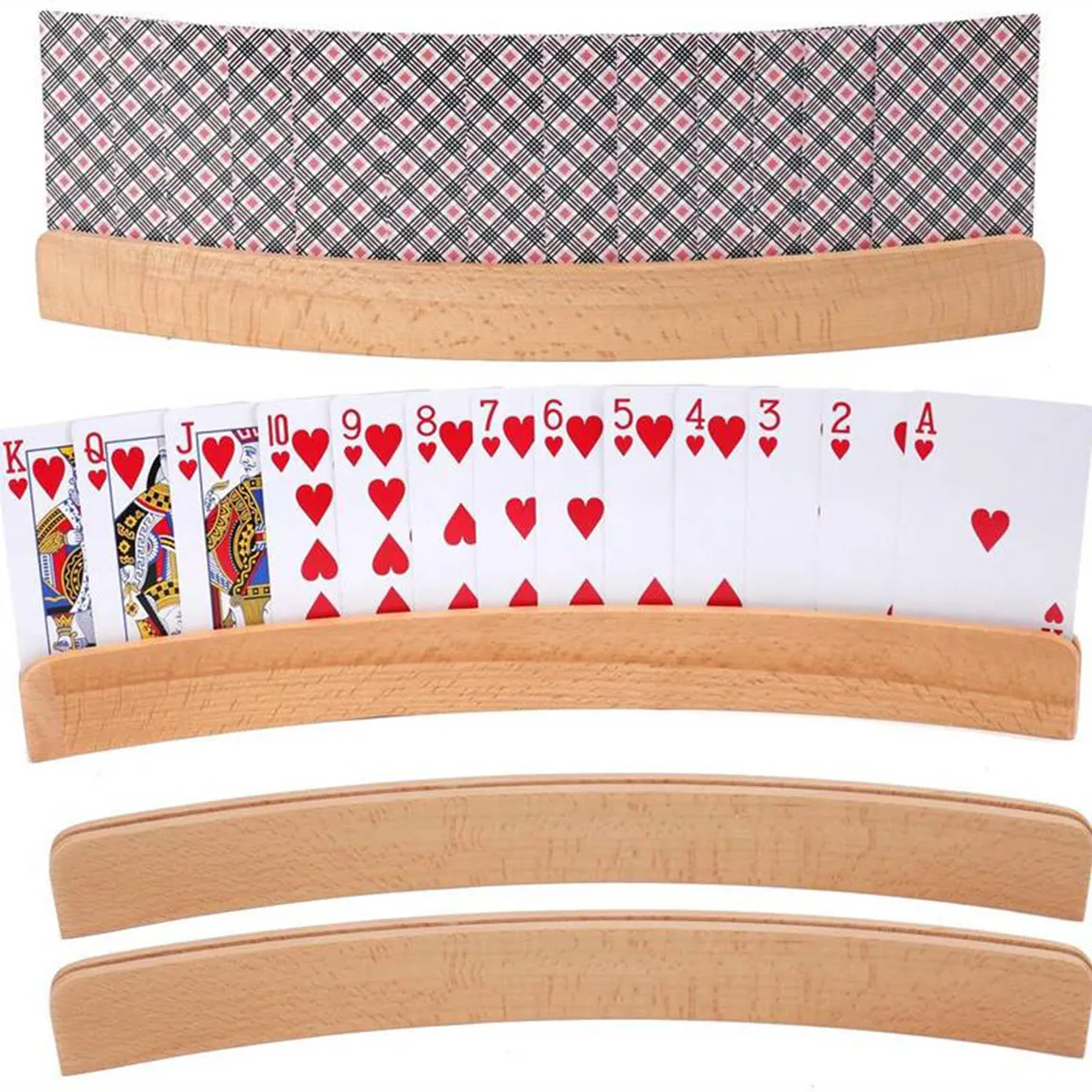 Wooden Beech Poker Holder Table Poker Holder/card holder for playing cards