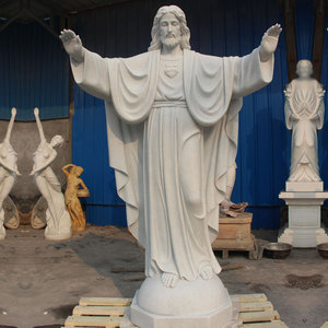 Handmade Life Size Indoor Decoration Western Style Religious Figure Marble Sculpture Jesus Christ Marble Religious Statues <b>White</b> - Product Image 1
